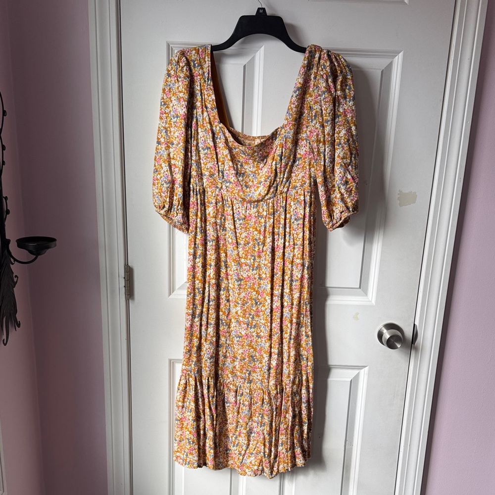 SO Floral Long Sleeve Dress with Multicolor Pattern